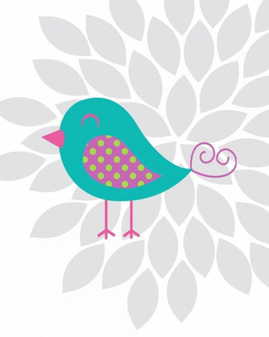 Bird Flower II White Modern Wood Framed Art Print with Double Matting by Robinson, Tamara