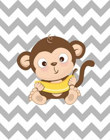 Monkey II White Modern Wood Framed Art Print with Double Matting by Robinson, Tamara