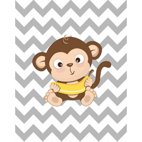 Monkey II Black Modern Wood Framed Art Print by Robinson, Tamara