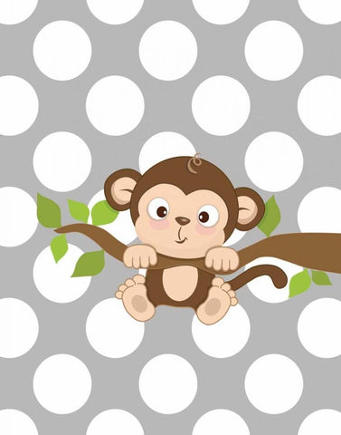 Monkey III White Modern Wood Framed Art Print with Double Matting by Robinson, Tamara