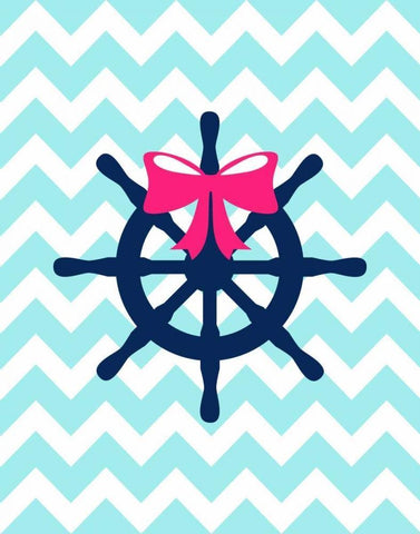 Wheel Bow Chevron White Modern Wood Framed Art Print with Double Matting by Robinson, Tamara