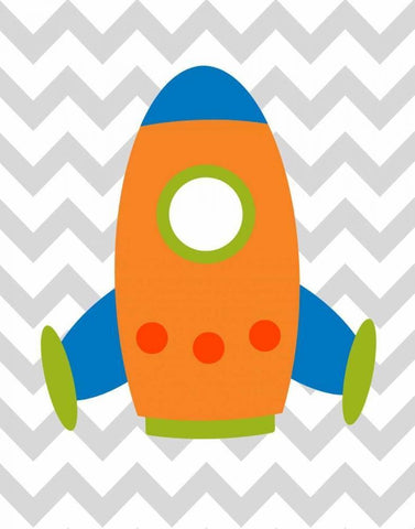 Chevron Rocket I White Modern Wood Framed Art Print with Double Matting by Robinson, Tamara