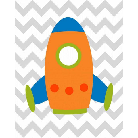 Chevron Rocket I White Modern Wood Framed Art Print by Robinson, Tamara