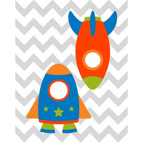 Chevron Rocket II Black Modern Wood Framed Art Print with Double Matting by Robinson, Tamara