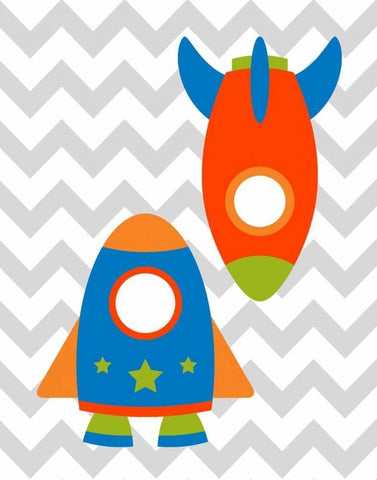 Chevron Rocket II White Modern Wood Framed Art Print with Double Matting by Robinson, Tamara