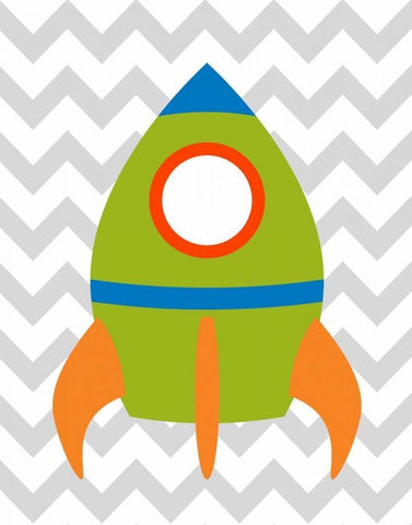 Chevron Rocket III White Modern Wood Framed Art Print with Double Matting by Robinson, Tamara