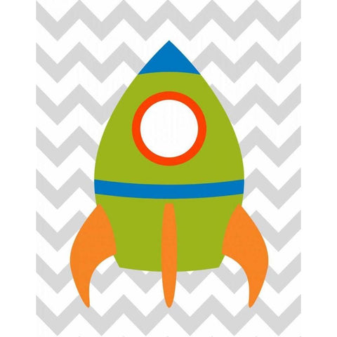 Chevron Rocket III Black Modern Wood Framed Art Print by Robinson, Tamara