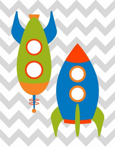 Chevron Rocket IV White Modern Wood Framed Art Print with Double Matting by Robinson, Tamara