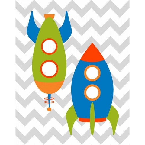 Chevron Rocket IV Black Modern Wood Framed Art Print by Robinson, Tamara