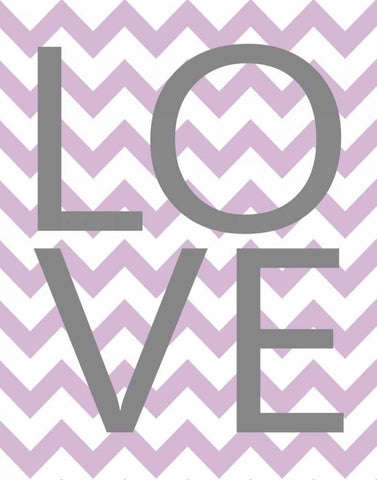 Love Chevron White Modern Wood Framed Art Print with Double Matting by Robinson, Tamara