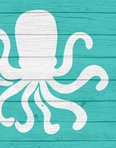 Octopus White Modern Wood Framed Art Print with Double Matting by Robinson, Tamara