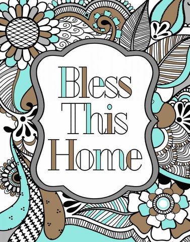 Bless This Home Color Black Ornate Wood Framed Art Print with Double Matting by Robinson, Tamara