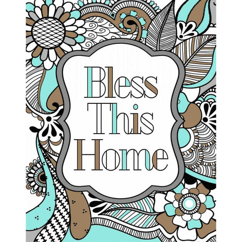 Bless This Home Color Gold Ornate Wood Framed Art Print with Double Matting by Robinson, Tamara
