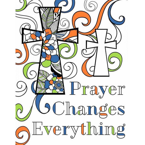Prayer Changes Everything Black Modern Wood Framed Art Print by Robinson, Tamara
