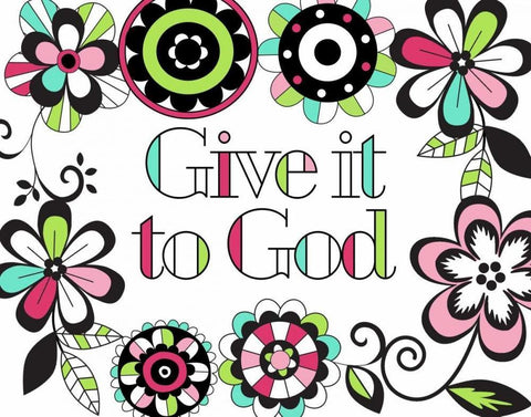 Give it to God White Modern Wood Framed Art Print with Double Matting by Robinson, Tamara