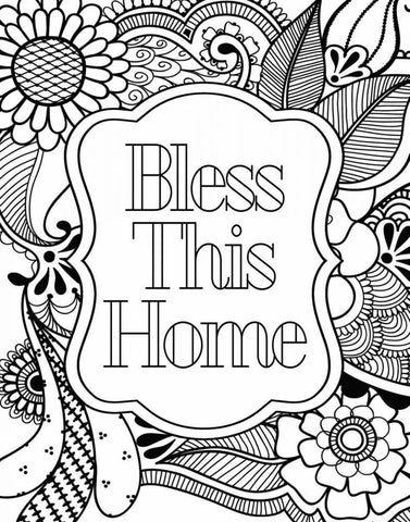 Bless This Home Black Ornate Wood Framed Art Print with Double Matting by Robinson, Tamara