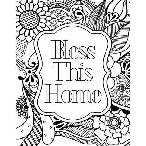 Bless This Home Gold Ornate Wood Framed Art Print with Double Matting by Robinson, Tamara