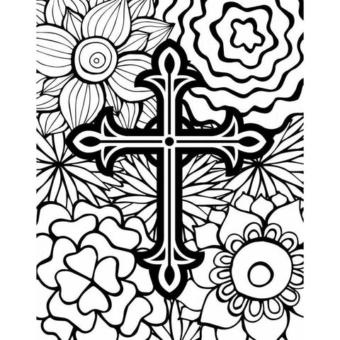 Cross Flowers White Modern Wood Framed Art Print by Robinson, Tamara