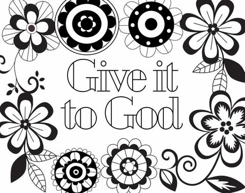 Give it to God II Black Ornate Wood Framed Art Print with Double Matting by Robinson, Tamara
