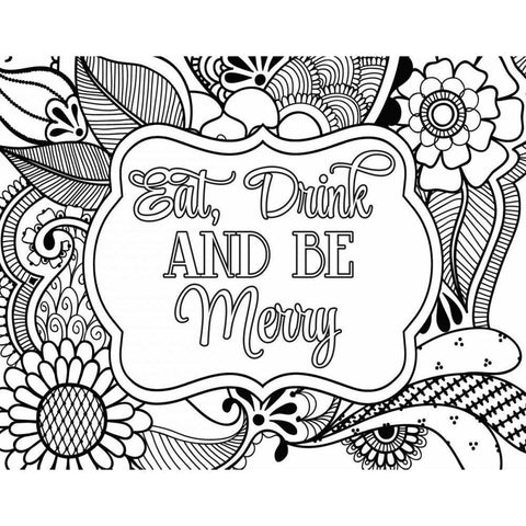 Eat, Drink and Be Merry Black Modern Wood Framed Art Print with Double Matting by Robinson, Tamara