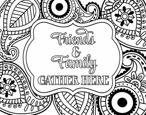 Friends and Family Gather Here Black Ornate Wood Framed Art Print with Double Matting by Robinson, Tamara