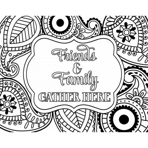 Friends and Family Gather Here Black Modern Wood Framed Art Print by Robinson, Tamara