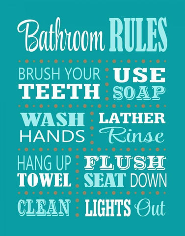 Bathroom Rules Black Ornate Wood Framed Art Print with Double Matting by Robinson, Tamara