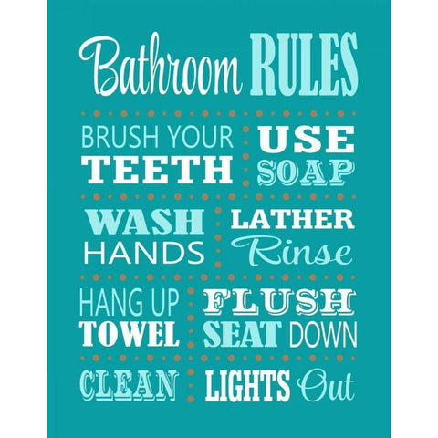 Bathroom Rules Black Modern Wood Framed Art Print with Double Matting by Robinson, Tamara