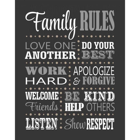 Family Rules II Black Modern Wood Framed Art Print with Double Matting by Robinson, Tamara