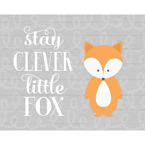 Stay Clever Fox Black Modern Wood Framed Art Print by Robinson, Tamara