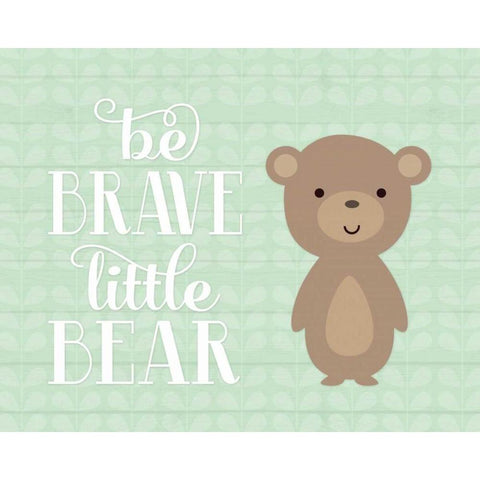 Be Brave Bear Black Modern Wood Framed Art Print with Double Matting by Robinson, Tamara