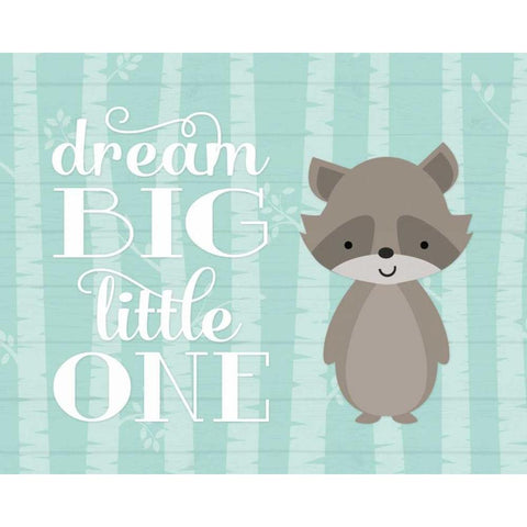 Dream Big Raccoon White Modern Wood Framed Art Print by Robinson, Tamara