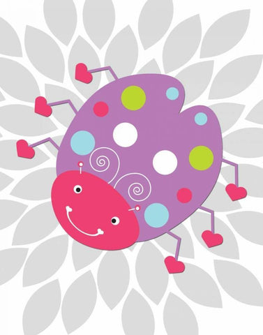 Lovebug Flower V White Modern Wood Framed Art Print with Double Matting by Robinson, Tamara