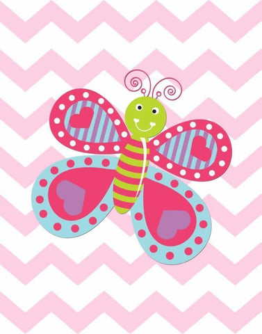 Chevron Lovebug VI White Modern Wood Framed Art Print with Double Matting by Robinson, Tamara