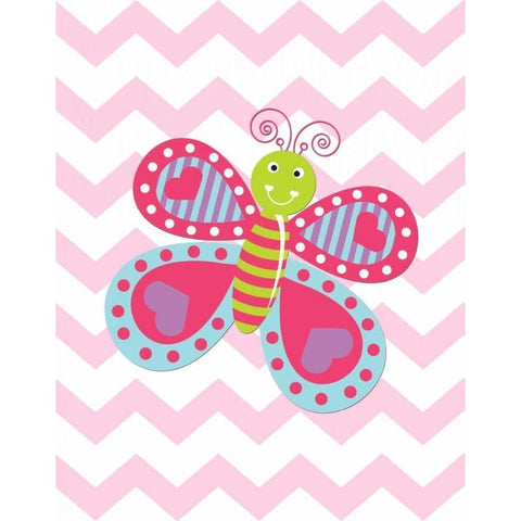 Chevron Lovebug VI Black Modern Wood Framed Art Print with Double Matting by Robinson, Tamara