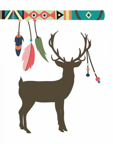 Deer Feathers White Modern Wood Framed Art Print with Double Matting by Robinson, Tamara