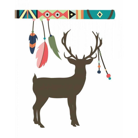 Deer Feathers Black Modern Wood Framed Art Print by Robinson, Tamara