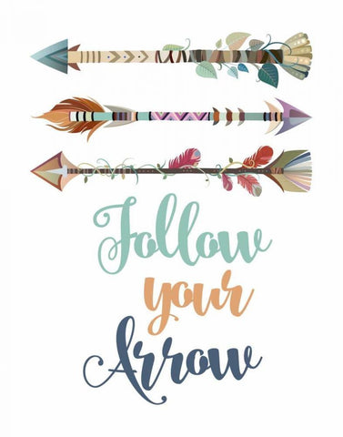 Follow Your Arrow White Modern Wood Framed Art Print with Double Matting by Robinson, Tamara