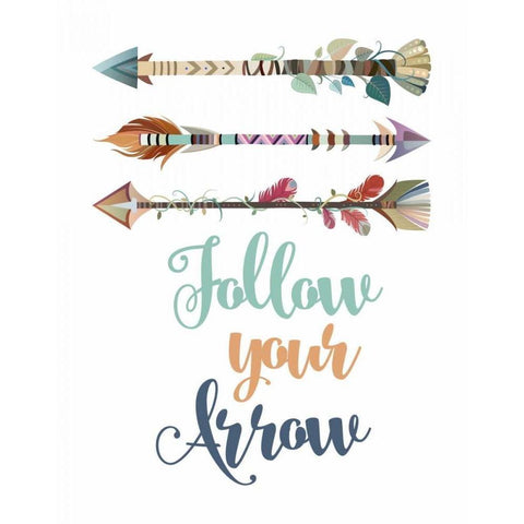 Follow Your Arrow White Modern Wood Framed Art Print by Robinson, Tamara
