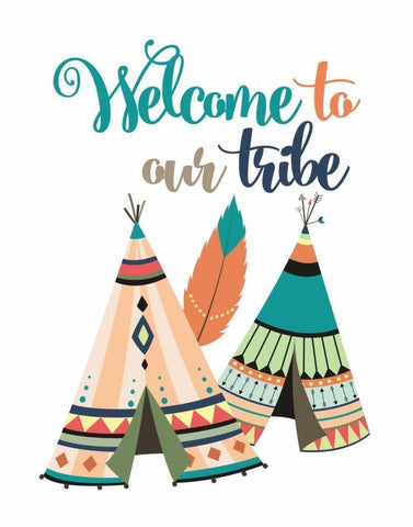 Welcome to Our Tribe White Modern Wood Framed Art Print with Double Matting by Robinson, Tamara