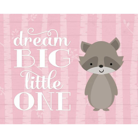 Dream Big Raccoon - Pink Black Modern Wood Framed Art Print by Robinson, Tamara