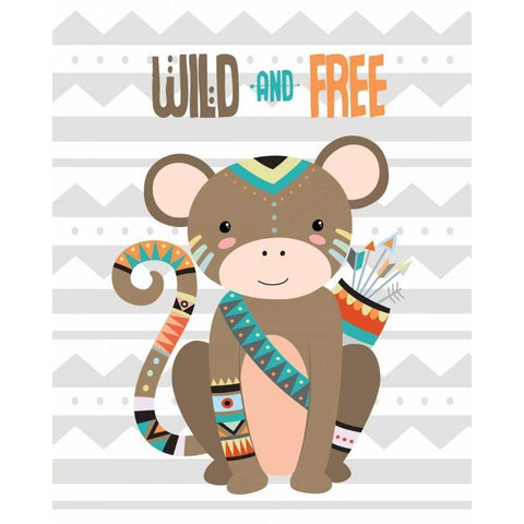 Tribal Monkey I White Modern Wood Framed Art Print by Robinson, Tamara