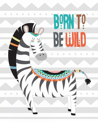 Tribal Zebra White Modern Wood Framed Art Print with Double Matting by Robinson, Tamara