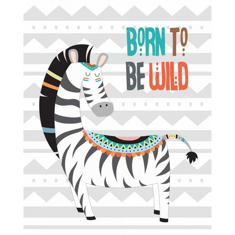 Tribal Zebra White Modern Wood Framed Art Print by Robinson, Tamara