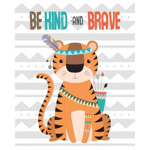 Tribal Tiger Black Modern Wood Framed Art Print with Double Matting by Robinson, Tamara