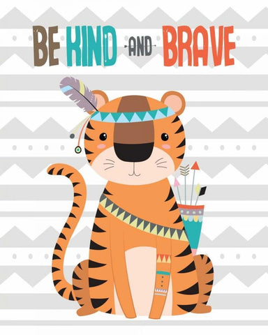 Tribal Tiger White Modern Wood Framed Art Print with Double Matting by Robinson, Tamara