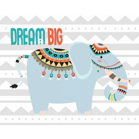 Tribal Elephant Gold Ornate Wood Framed Art Print with Double Matting by Robinson, Tamara