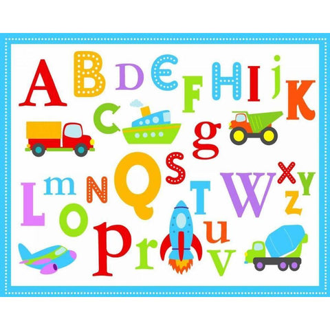 Transportation ABCs Black Modern Wood Framed Art Print with Double Matting by Robinson, Tamara