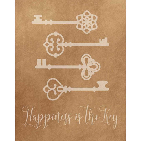 Happiness is the Key White Modern Wood Framed Art Print by Robinson, Tamara