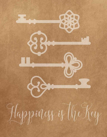 Happiness is the Key Black Ornate Wood Framed Art Print with Double Matting by Robinson, Tamara